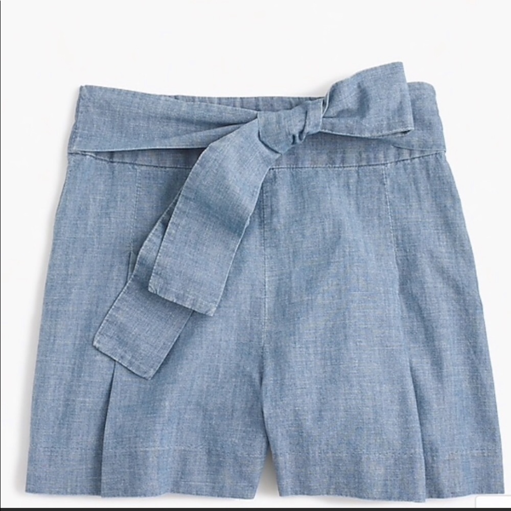 J. Crew Tie-Waist Chambray Shorts